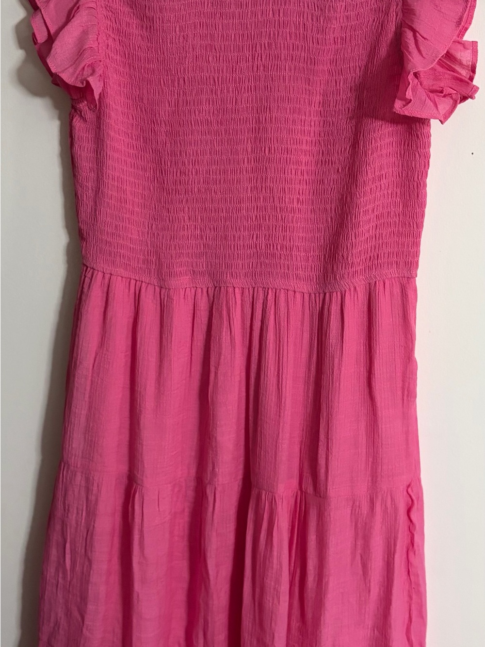 Zenana Outfitters Hot Pink Smocked Midi Dress
